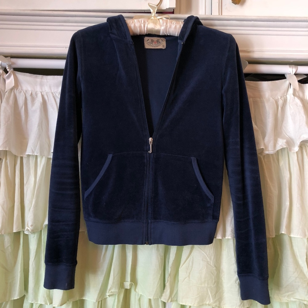 Juicy Couture navy velour hoodie